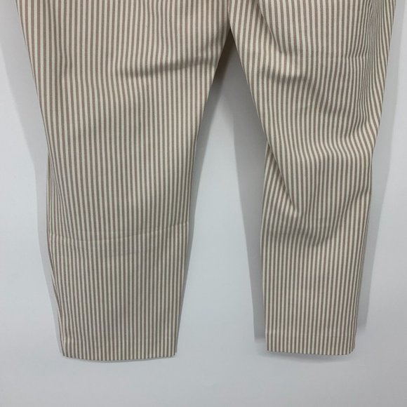 A New Day Pants High Rise Slim Fit Ankle Beige White Stripe NWT - Picture 11 of 12